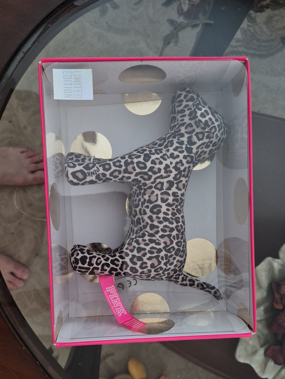PINK Victoria's Secret Leopard Print Plush Dog Toy - Pink Brand